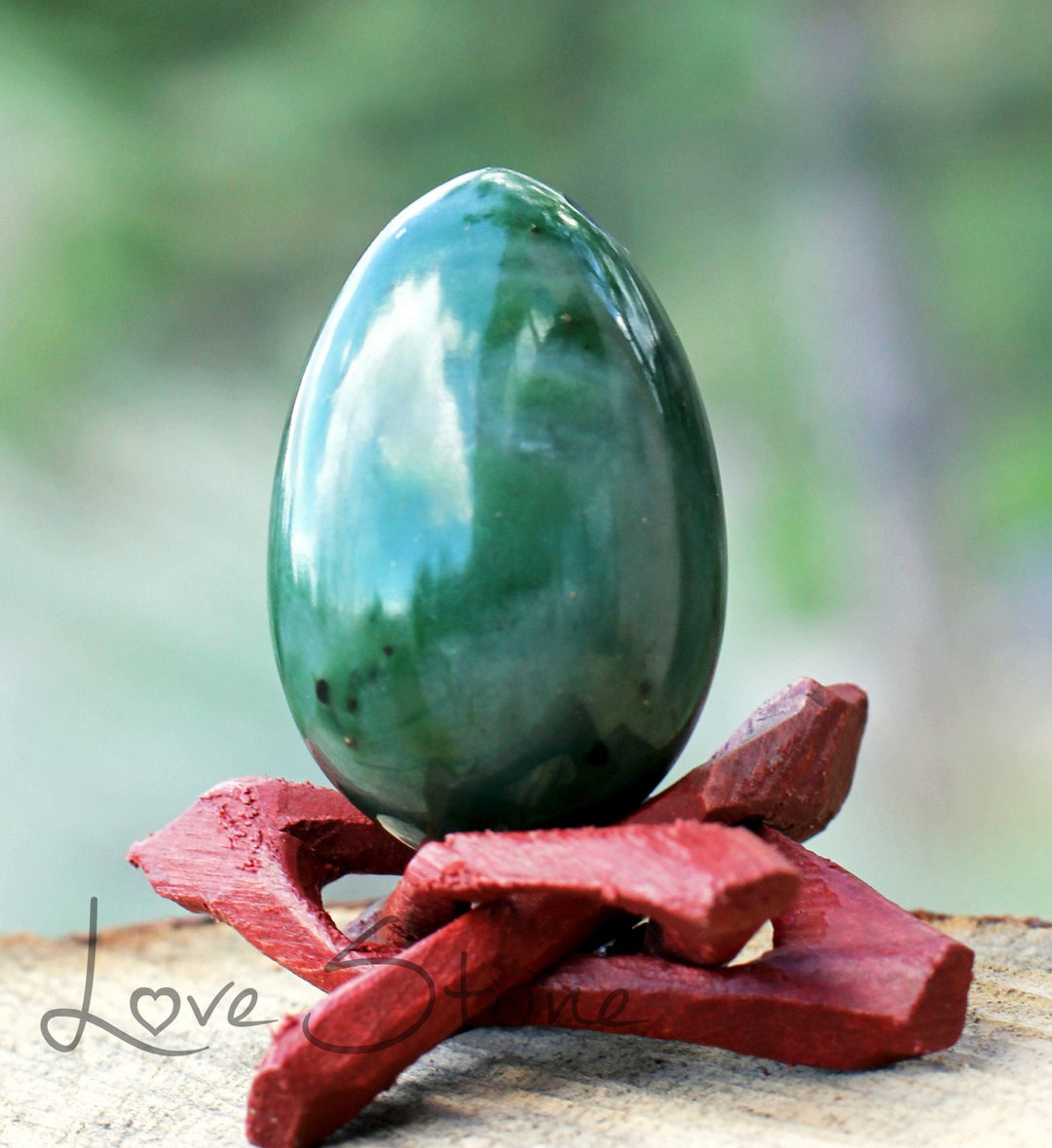 Siberian Jade Egg “Forest Nymph” | crystal sex toys shop