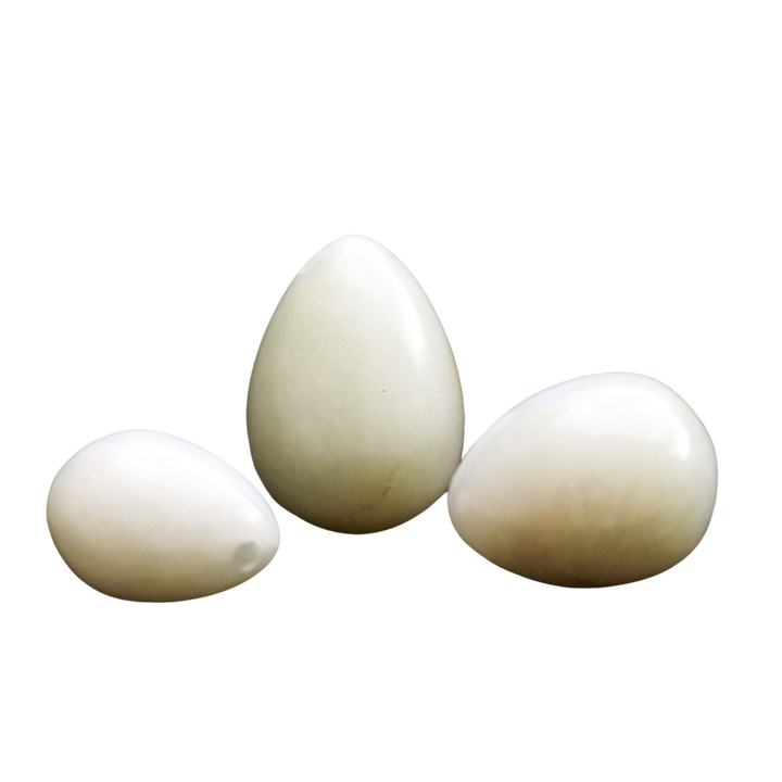 Set of White Nephrite Jade Yoni Eggs “Northern Star”