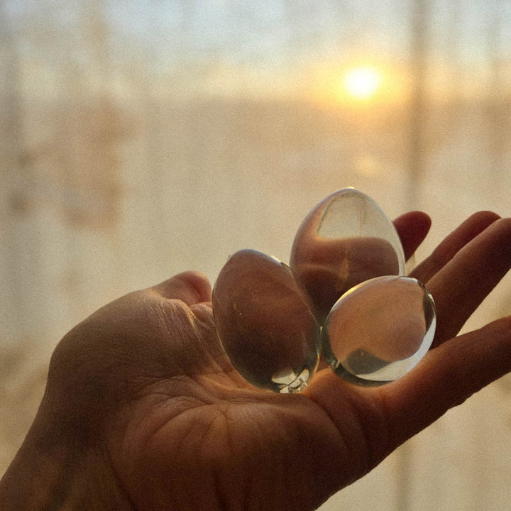glass yoni egg for pelvic floor strengthening